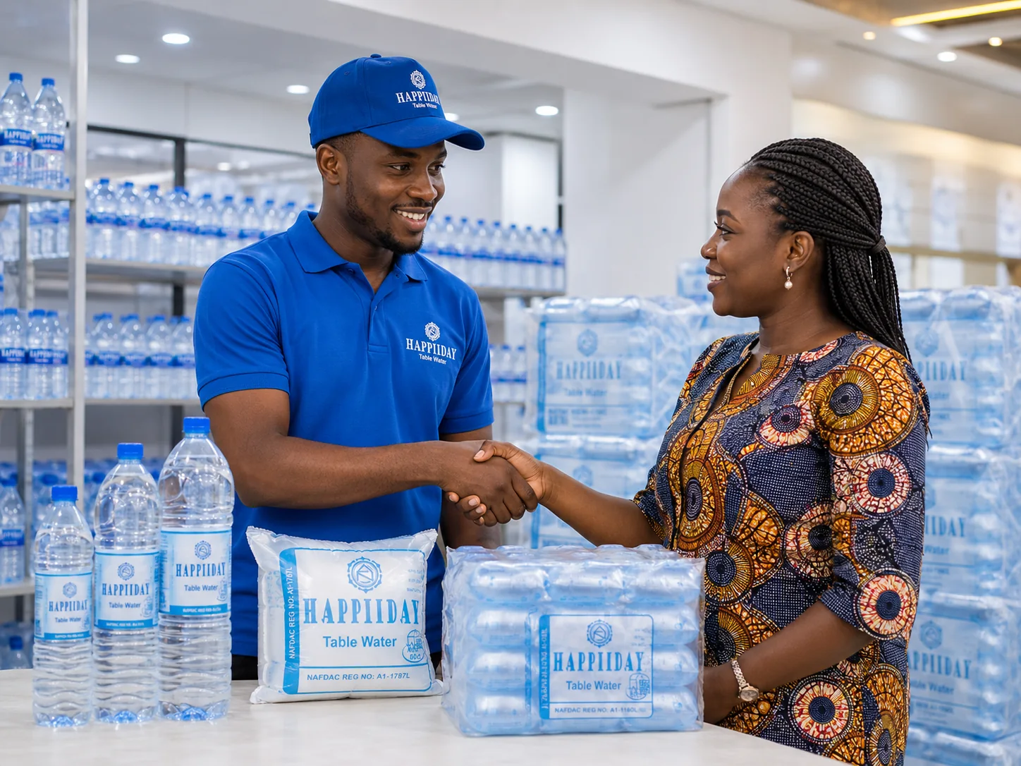 Happiiday team completing a customer water delivery