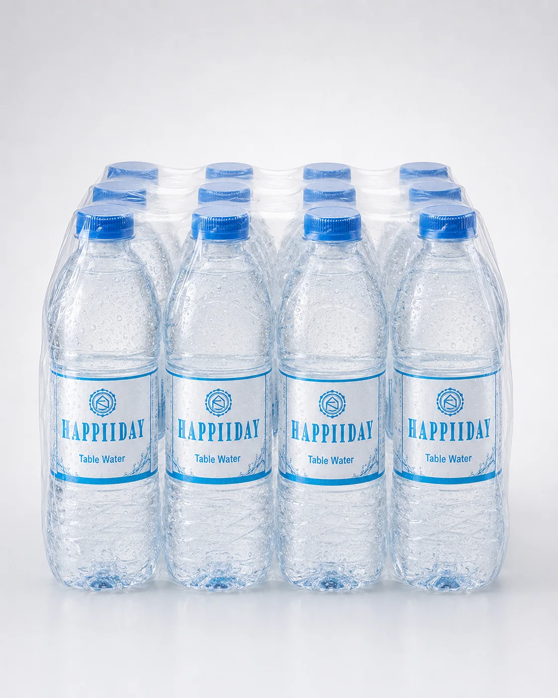 Group of Happiiday purified table water bottles