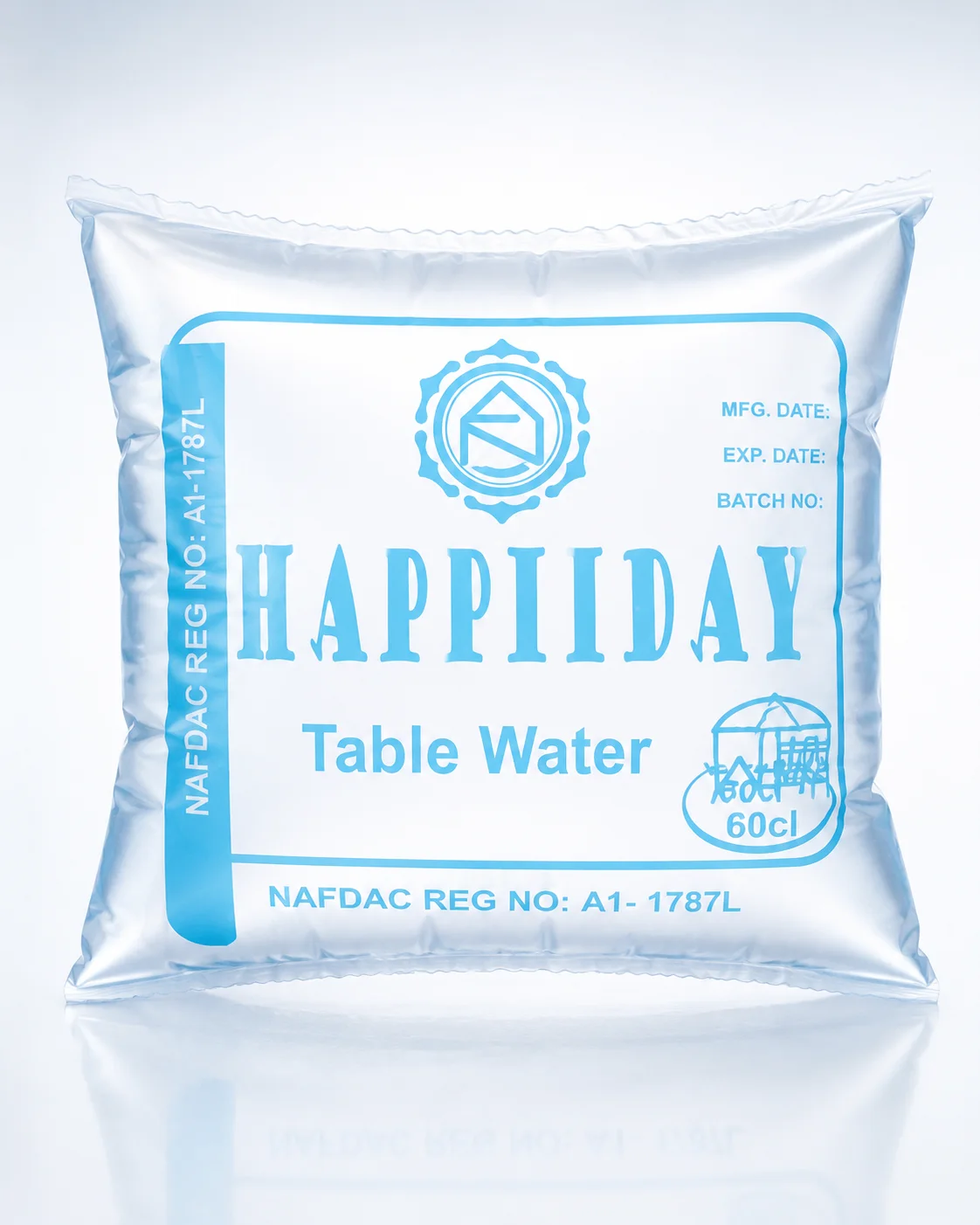 Individual Happiiday purified sachet water pack